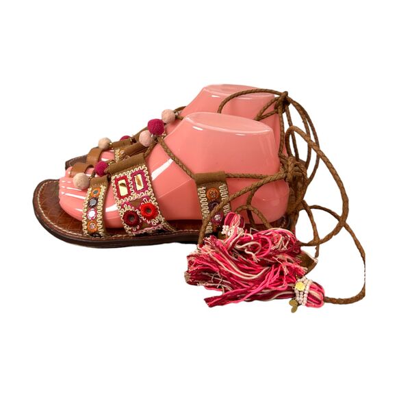 Sam Edelman Gretchen Boho Embroidered Tassel Gladiator Sandals Women's Size 7.5 - Picture 6 of 11
